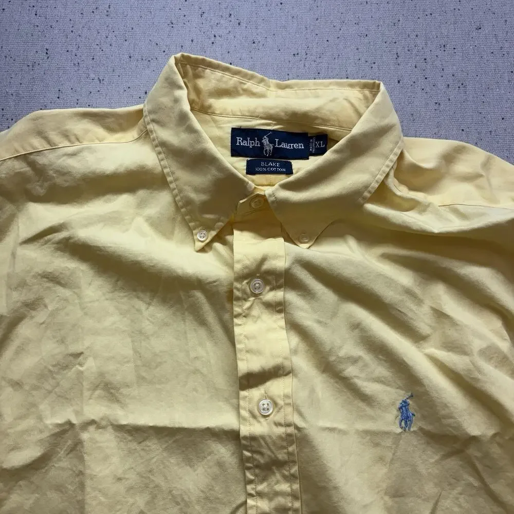 Polo Ralph Lauren Blake Shirt Mens XL Yellow Cotton Button Down Long Sleeve